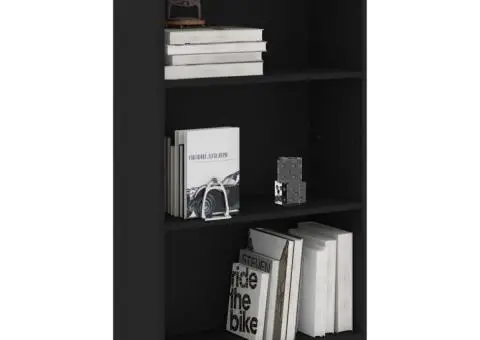 Bibliotecă cu 3 rafturi, negru, 60x24x109 cm, lemn compozit - 3/5