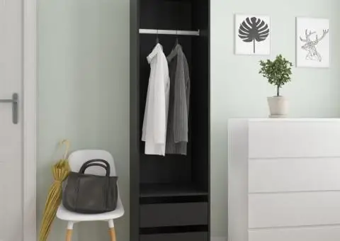 Șifonier cu sertare, negru, 50x50x200 cm, lemn prelucrat - 1/5