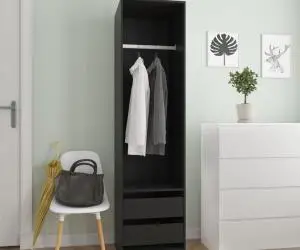 vidaXL Șifonier cu sertare, negru, 50x50x200 cm, lemn prelucrat