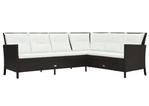 Set mobilier de grădină cu perne, 3 piese, maro, poliratan - 2/5