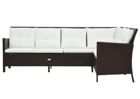 Set mobilier de grădină cu perne, 3 piese, maro, poliratan - 3/5