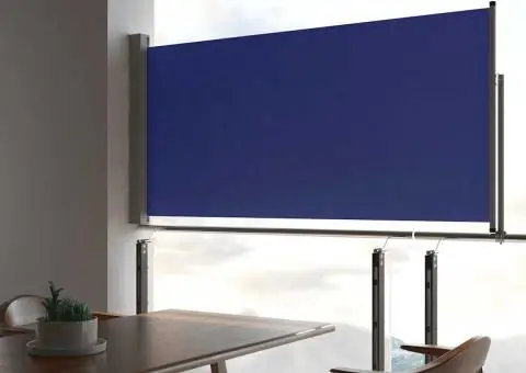 Copertină laterală retractabilă de terasă, albastru, 120x300 cm - 1/5