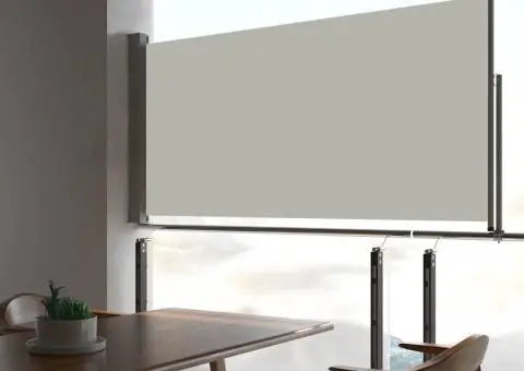 Copertină laterală retractabilă de terasă, crem, 80 x 300 cm - 1/5