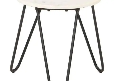 Măsuță de cafea alb 40x40x40 cm piatră naturală aspect marmură - 1/5