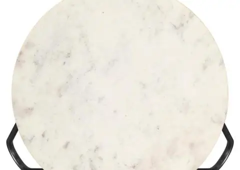 Măsuță de cafea alb 40x40x40 cm piatră naturală aspect marmură - 2/5