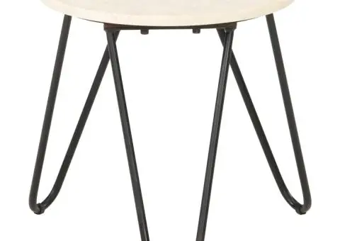 Măsuță de cafea alb 40x40x40 cm piatră naturală aspect marmură - 5/5