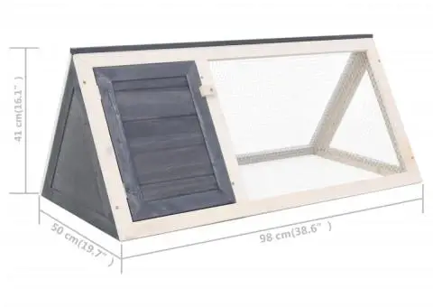 Cușcă pentru iepuri și alte animale, gri, lemn - 5/5