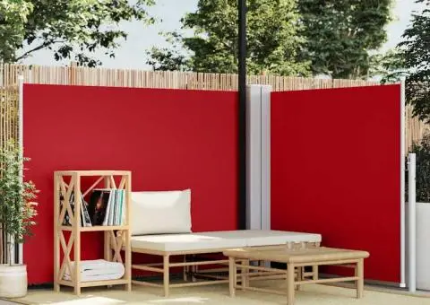 Copertină laterală retractabilă, roșu, 140 x 1000 cm - 1/5