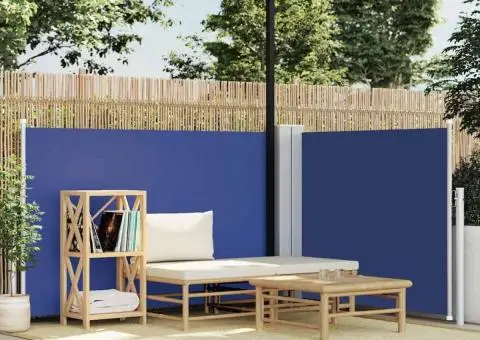 Copertină laterală retractabilă, albastru, 120 x 1000 cm - 1/5