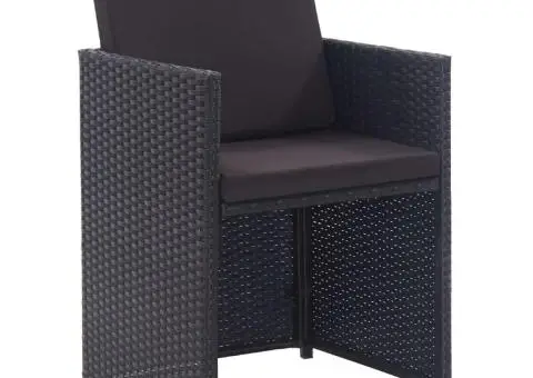 Set mobilier de exterior cu perne, 15 piese, negru, poliratan - 4/5