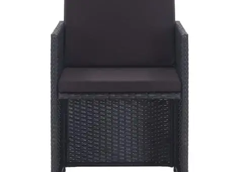 Set mobilier de exterior cu perne, 15 piese, negru, poliratan - 5/5