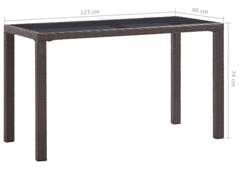 Masă de grădină, maro, 123 x 60 x 74 cm, poliratan - 5/5