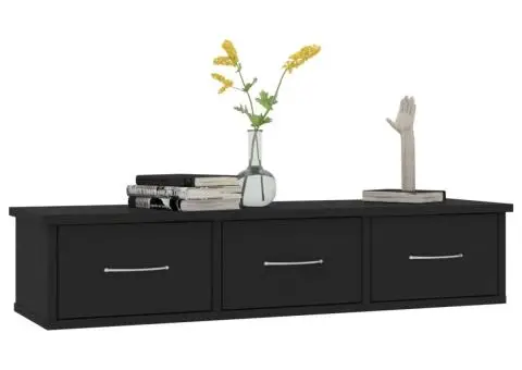 Dulap de perete cu sertare, negru 88x26x18,5 cm lemn prelucrat - 3/5