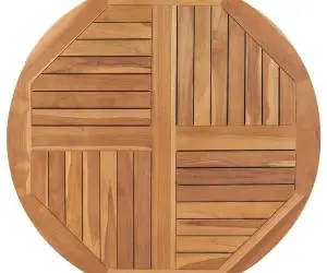 Blat de masă rotund, 90 cm, lemn masiv de tec, 2,5 cm