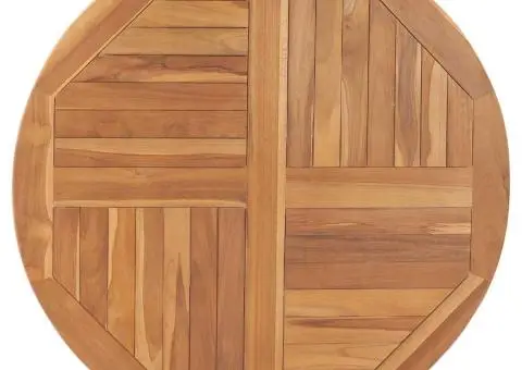 Blat de masă rotund, 90 cm, lemn masiv de tec, 2,5 cm - 2/5