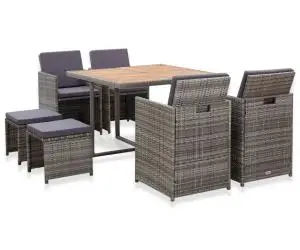 vidaXL Set mobilier de exterior 9 piese antracit poliratan și acacia