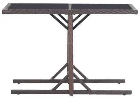 Masă de grădină, maro, 110 x 53 x 72 cm, sticlă și poliratan - 2/5
