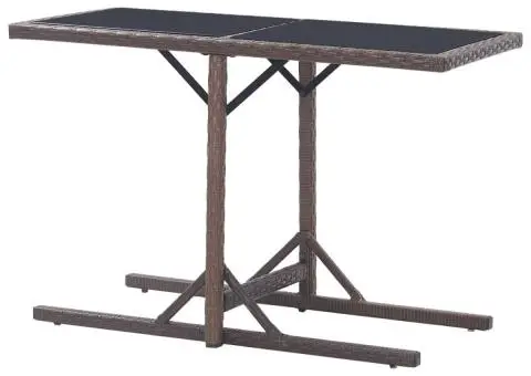 Masă de grădină, maro, 110 x 53 x 72 cm, sticlă și poliratan - 4/5