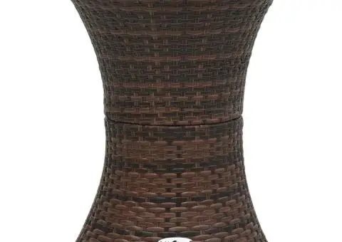 Masă laterală de grădină în formă de tambur, maro, poliratan - 1/4