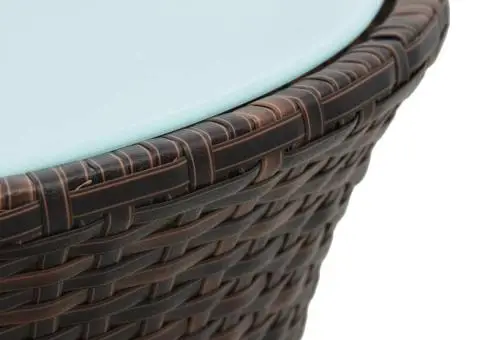 Masă laterală de grădină în formă de tambur, maro, poliratan - 3/4