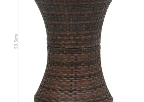 Masă laterală de grădină în formă de tambur, maro, poliratan - 4/4