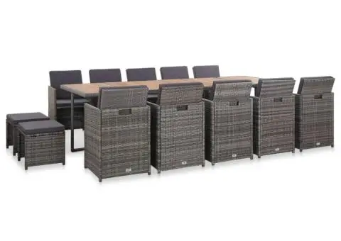 Set mobilier de exterior cu perne 15 piese antracit poliratan - 1/5