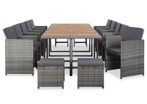 Set mobilier de exterior cu perne 15 piese antracit poliratan - 2/5