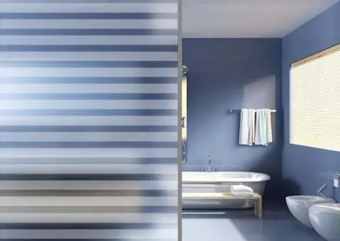 Folie fereastră, design sablat cu dungi, 0,9 x 50 m, PVC - 1/5