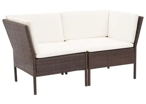 Set mobilier de grădină cu perne, 6 piese, maro, poliratan - 3/5