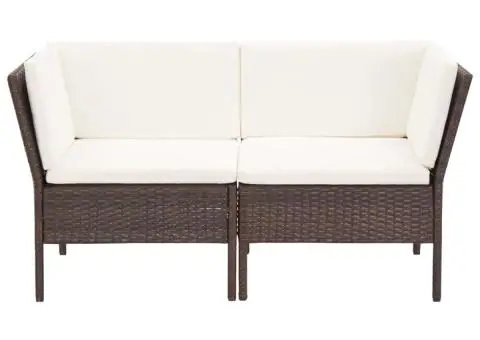 Set mobilier de grădină cu perne, 6 piese, maro, poliratan - 4/5