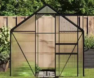 vidaXL Seră cu cadru de bază, antracit, 5,89 m², aluminiu