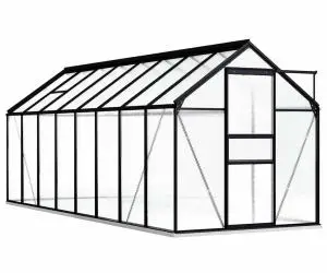vidaXL Seră cu cadru de bază, antracit, 9,31 m², aluminiu