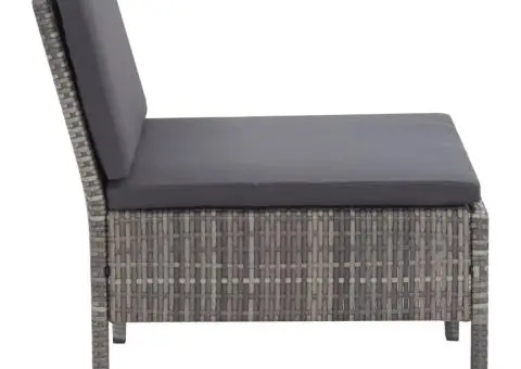 Set mobilier de grădină cu perne, 3 piese, gri, poliratan - 5/5