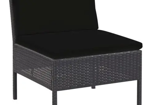 Set mobilier de grădină cu perne, 5 piese, negru, poliratan - 3/5