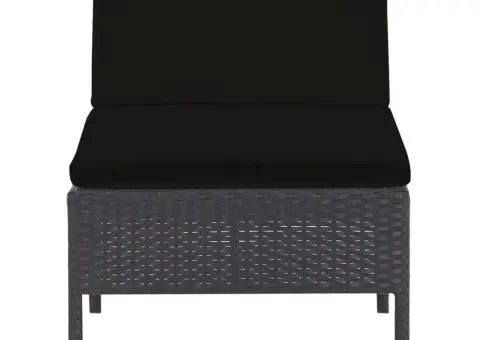 Set mobilier de grădină cu perne, 5 piese, negru, poliratan - 4/5