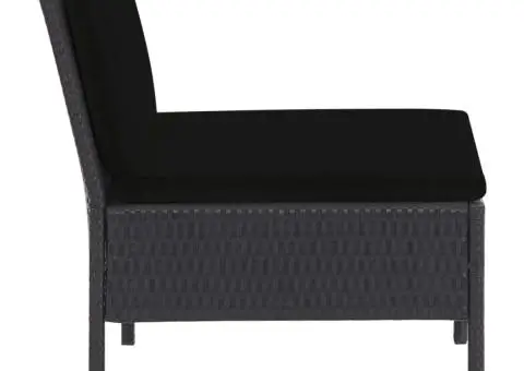 Set mobilier de grădină cu perne, 5 piese, negru, poliratan - 5/5