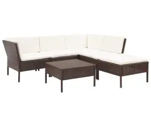 vidaXL Set mobilier de grădină cu perne, 6 piese, maro, poliratan