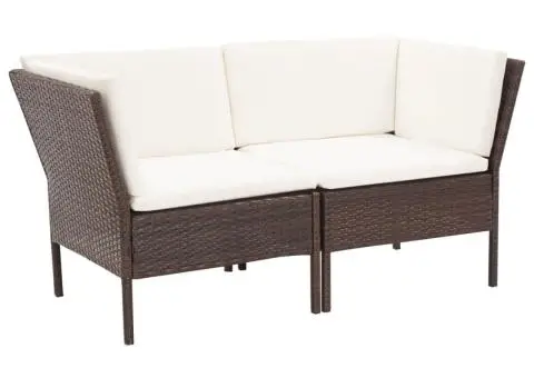 Set mobilier de grădină cu perne, 6 piese, maro, poliratan - 3/5