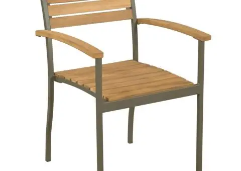 Set mobilier de exterior, 9 piese, lemn masiv acacia și oțel - 4/5