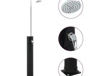 vidaXL Duș solar, negru, 214 cm, 20 L