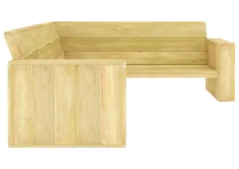 Bancă de grădină de colț, 239 cm, lemn de pin tratat - 3/5