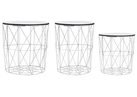 Măsuță de cafea, 3 buc., alb - 1/5