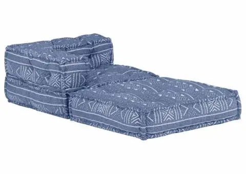 Fotoliu puf modular, indigo, material textil - 3/5