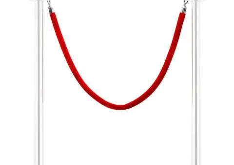 Cordon de delimitare pentru stâlpi, roșu și argintiu, catifea - 1/5