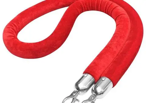 Cordon de delimitare pentru stâlpi, roșu și argintiu, catifea - 2/5