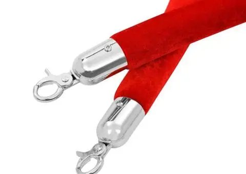 Cordon de delimitare pentru stâlpi, roșu și argintiu, catifea - 3/5