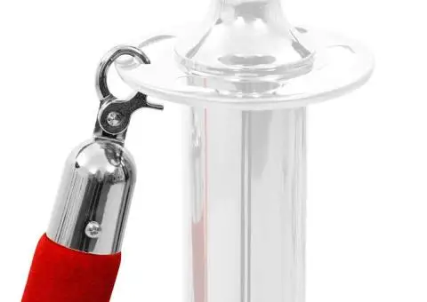 Cordon de delimitare pentru stâlpi, roșu și argintiu, catifea - 4/5