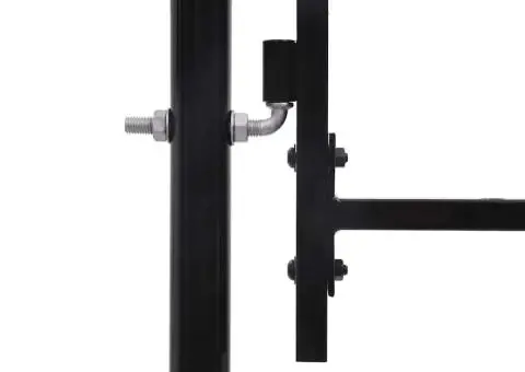Poartă de gard, o ușă, cu vârf arcuit, negru, 1 x 1,75 m, oțel - 5/5