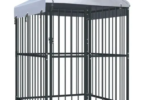 Padoc pentru câini de exterior cu acoperiș, 120x120x150 cm - 1/5