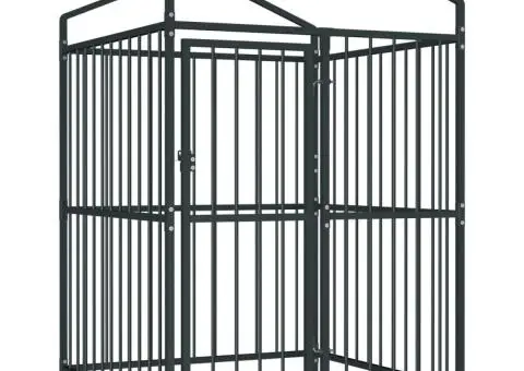 Padoc pentru câini de exterior cu acoperiș, 120x120x150 cm - 3/5